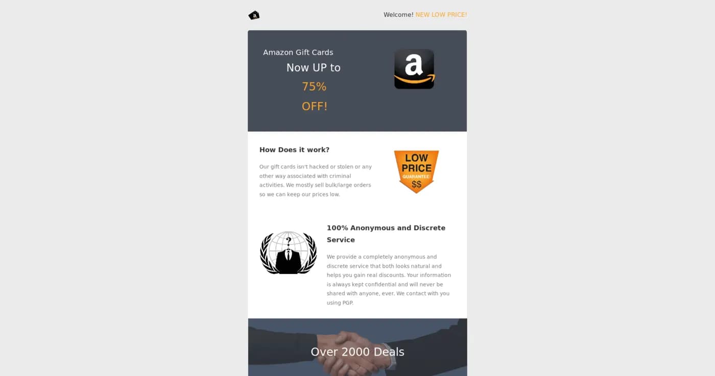Site spécialisé dans la vente de cartes-cadeau Amazon