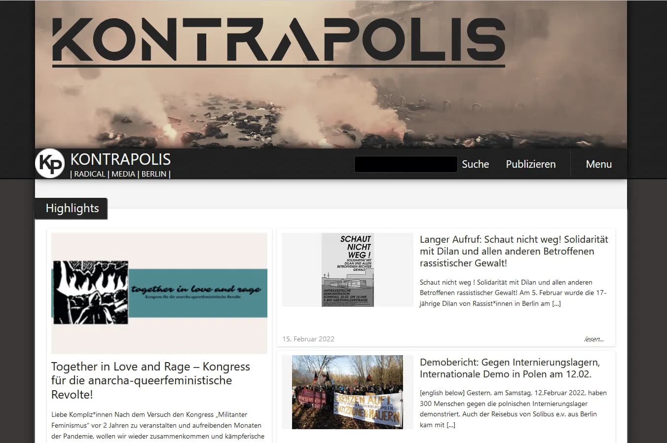 Page d’accueil du site Kontrapolis