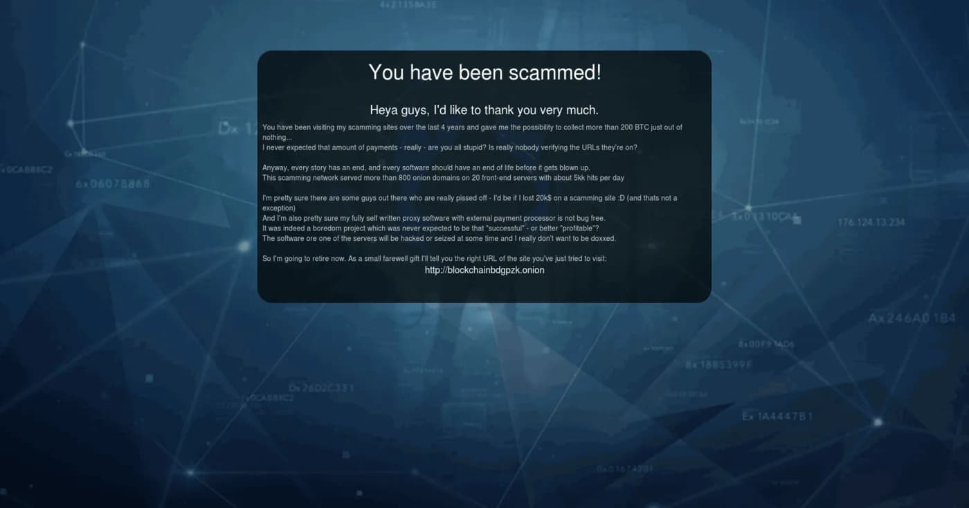 Une grande partie des miroirs présents sur le Dark web sont donc très probablement le fait d’un ou plusieurs imposteurs. Cette prolifération des miroirs-leurres est d’ailleurs une préoccupation pour les divers annuaires du Dark web. En effet, pour être visibles et accessibles, ces leurres doivent être référencés sur les sites qui recensent les domaines du Dark web. Certains annuaires tentent donc de mettre en place des stratégies pour identifier et cesser de référencer les sites piégés. Les uns se basent sur leur intuition, d’autres se basent sur un retour d’utilisateurs, par le biais de votes.