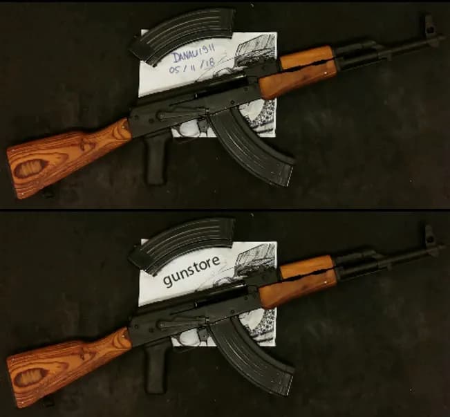 Une même arme présentée par deux vendeurs différents.