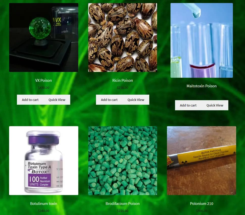 Les différents poisons du site
