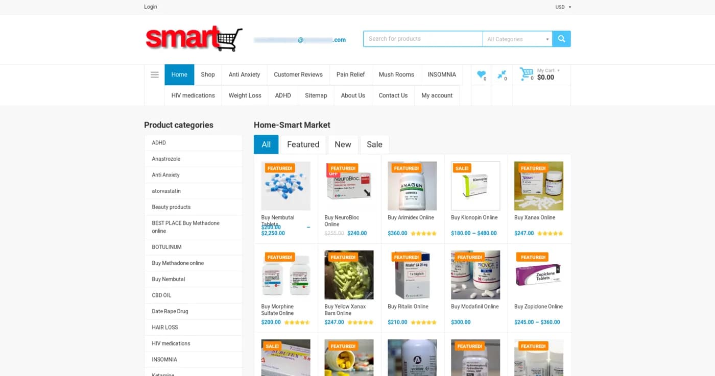 Pharmacie clandestine du dark web