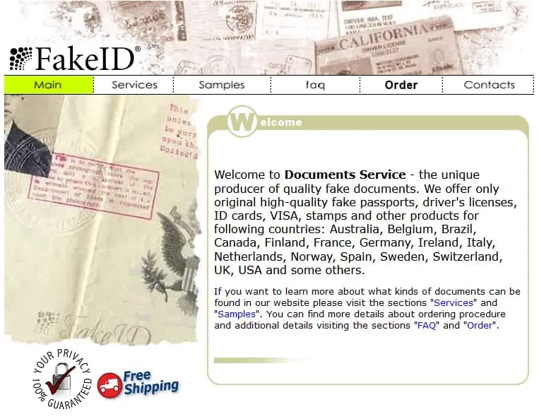 faux papier identité dark web