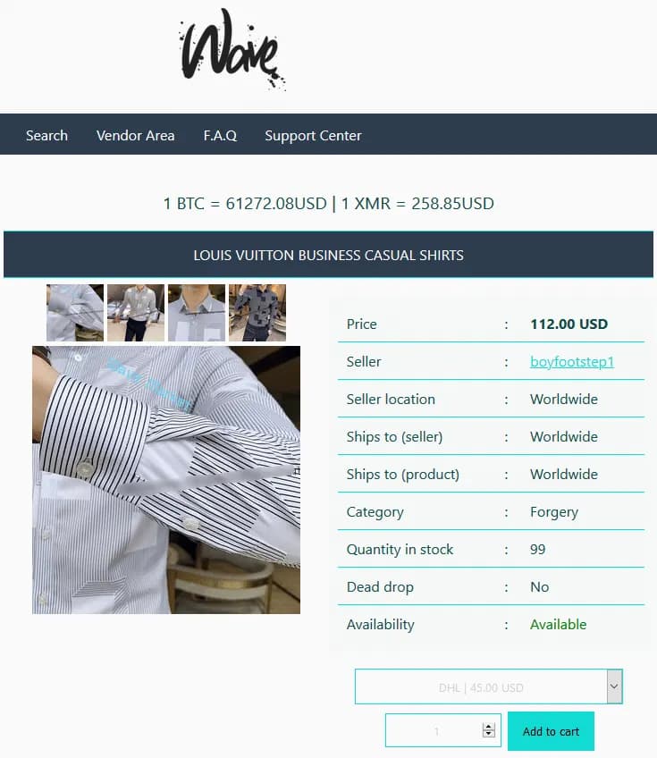 Contrefaçon de vêtements de luxe dark web